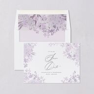 Monochrome Blooms Save the Date Cards Gold Sheer Lilac Signature smooth Blank No