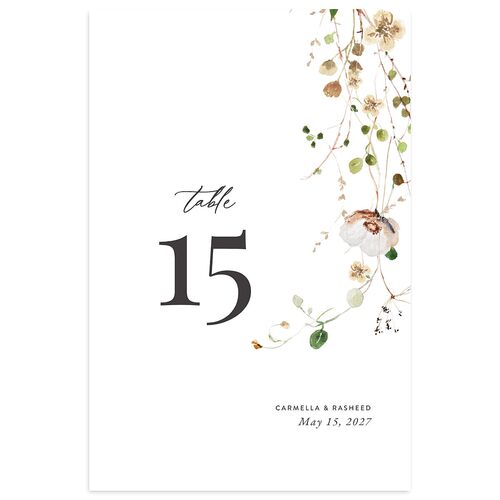 Delicate Wildflower Table Numbers Tan Signature
