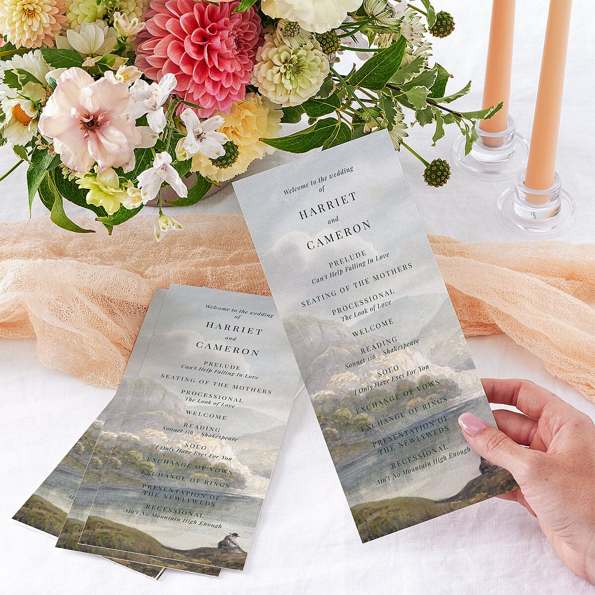 Vintage Landscape Wedding Programs Dark Green Signature
