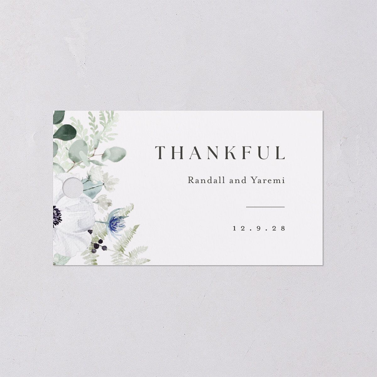 Elegant Anemone Favor Gift Tags Ice Blue Signature