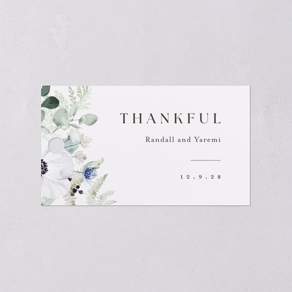 Elegant Anemone Favor Gift Tags Ice Blue Signature