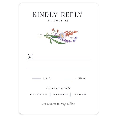 Mountain Wildflowers Wedding Response Cards Dusty Blue Signature Rounded