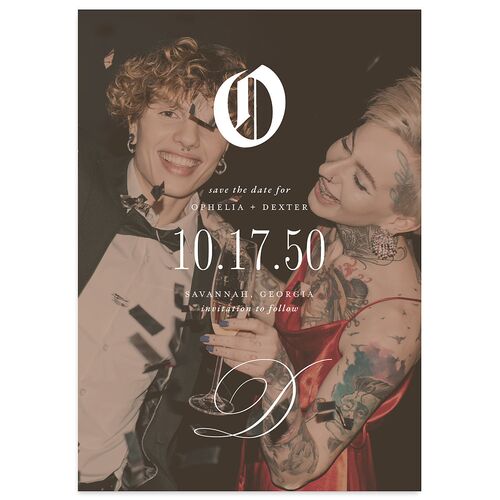 Til Death Gothic Photo Save the Date Cards Sand Signature smooth Blank No Standard