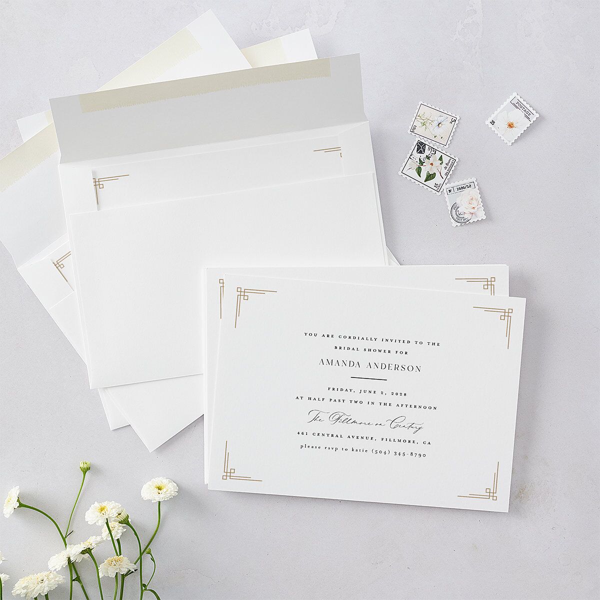 Church Cross Bridal Shower Invitations Pure White Signature Blank Standard