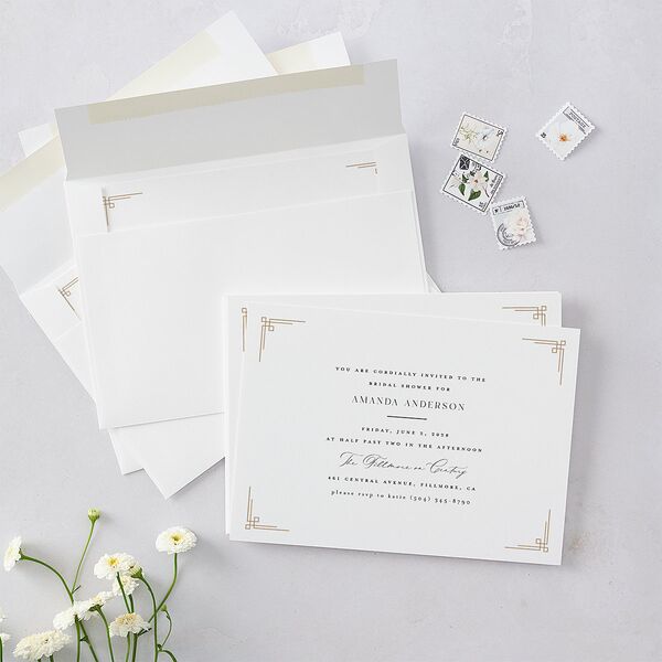 Church Cross Bridal Shower Invitations Pure White Signature Blank Standard