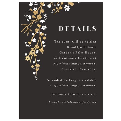 Cherry Blossoms Wedding Event Detail Cards Gold Charcoal Signature Standard