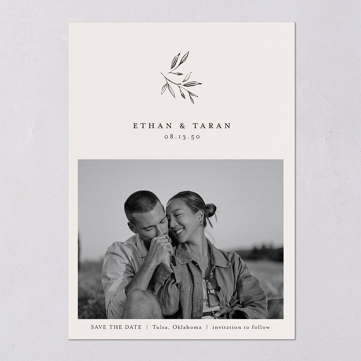 Minimal Leaves Save The Date Cards — view 9