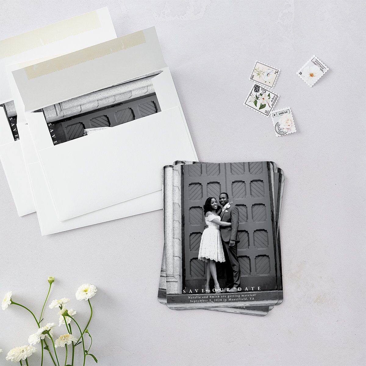 Ampersand Flourish Save The Date Magnets Snow Magnet Paper