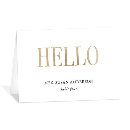 Polished Photo Foil Place Cards Pure White Gold Signature
