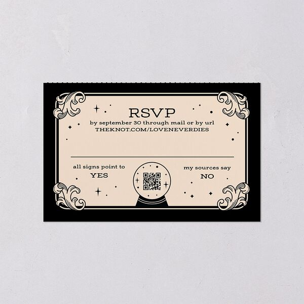 Halloween Tarot Skeletons All-in-One Wedding Invitations Midnight Signature Light Both Recipient and Return Addresses No