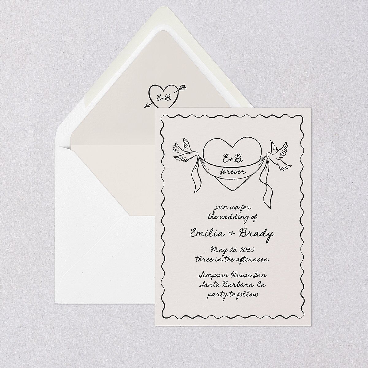 Vintage Lovebird Banner Euro Envelope Liners Linen Luxe