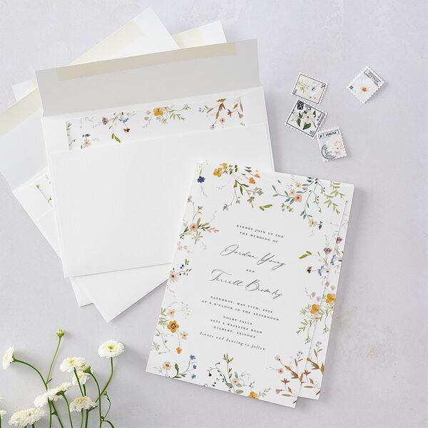Dainty Wildflowers Wedding Invitations Sunflower Signature Blank No Standard