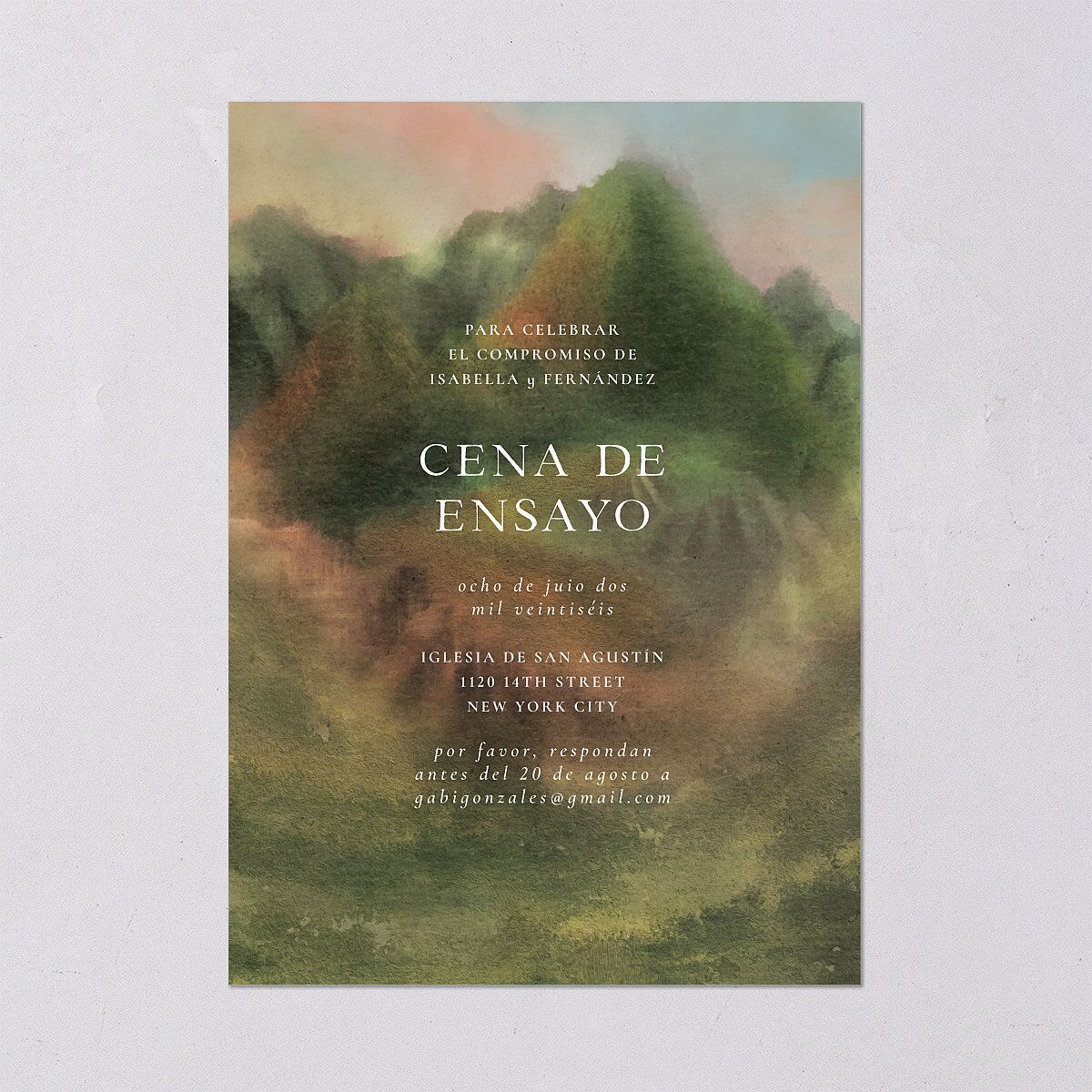 Cordillera Rehearsal Dinner Invitations Olive Signature Blank Standard