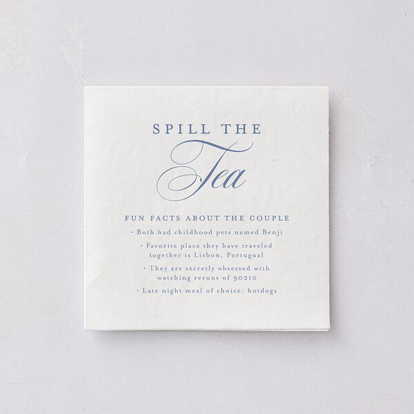 Vintage Florals Bridal Shower Cocktail Napkins Regency Blue Napkin Uncoined
