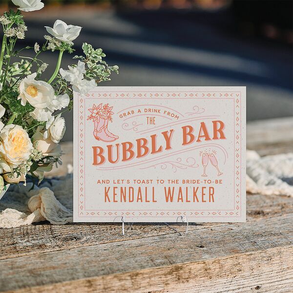 Boots and Bubbly Western I Do BBQ Bridal Shower Standard Bar Tabletop Sign Small Soft Peach Standard Indoor Foam Core S Tabletop Bar