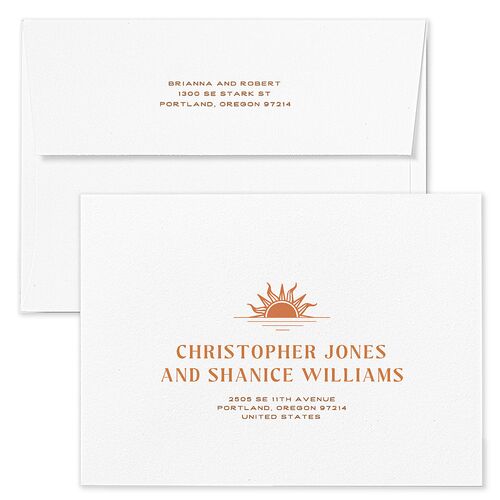 Beach Party Wedding Invitation Envelopes White Pink Cotton Both Recipient and Return Addresses Standard Signature