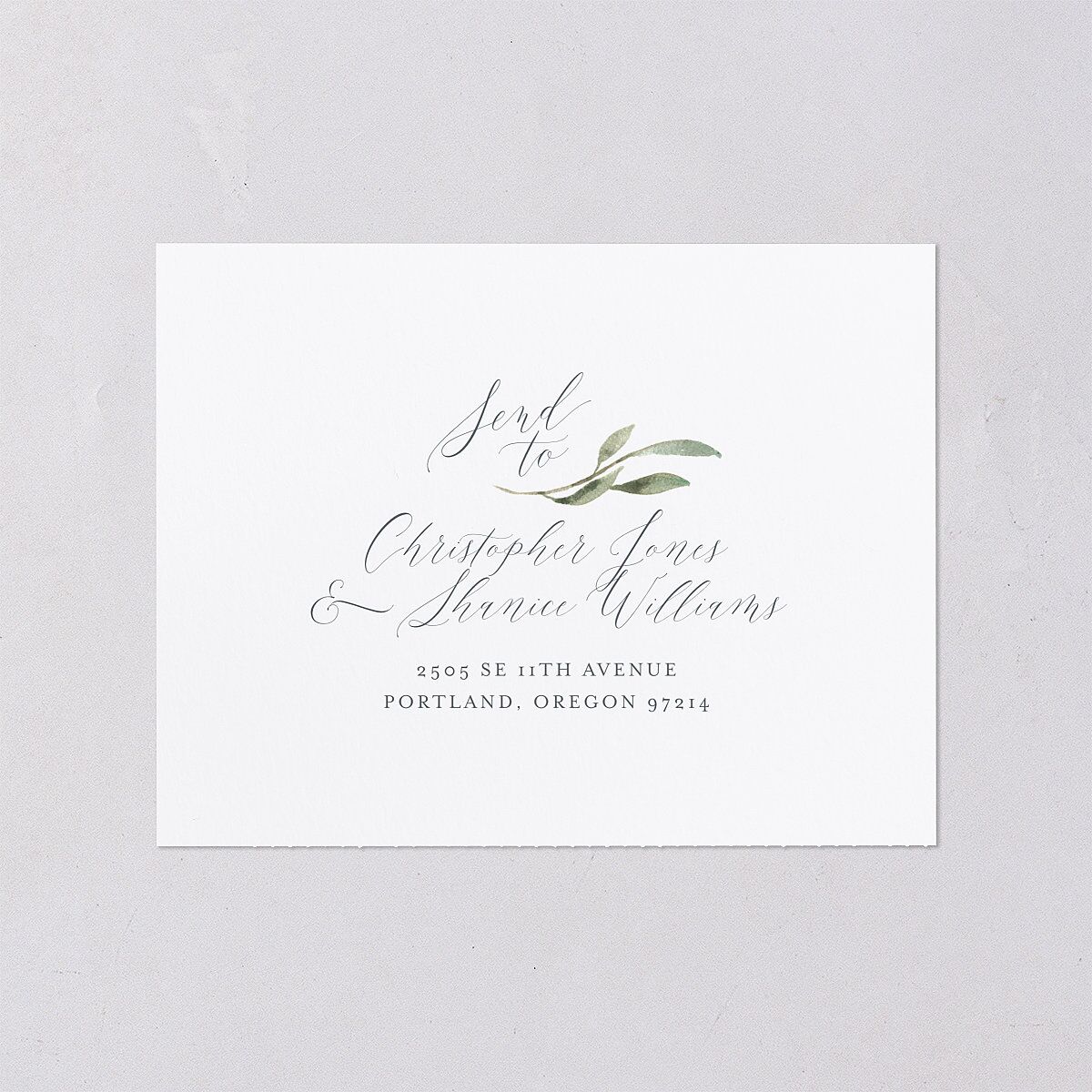 Muted Floral All-in-One Wedding Invitations Dusty Blue Signature Light Both Recipient and Return Addresses No