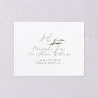 Muted Floral All-in-One Wedding Invitations Dusty Blue Signature Light Both Recipient and Return Addresses No