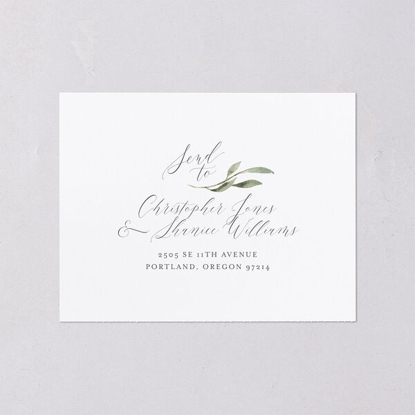 Muted Floral All-in-One Wedding Invitations Dusty Blue Signature Light Both Recipient and Return Addresses No