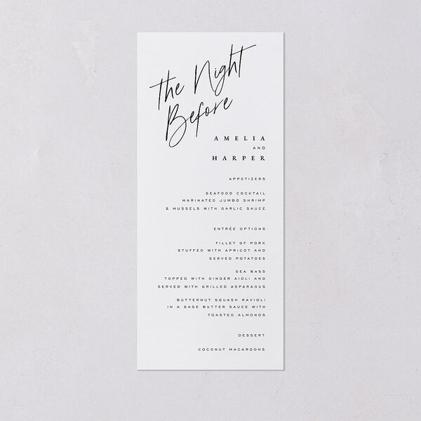 The Night Before You Are Mine Photo Menus Pure White Signature