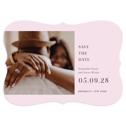 Ornate Vintage Crest Save The Date Cards Amethyst Signature smooth Blank No Bracket