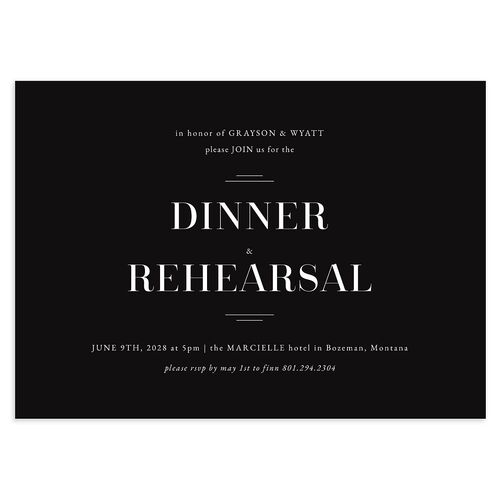 Country Club Rehearsal Dinner Invitations Midnight Signature Blank Standard