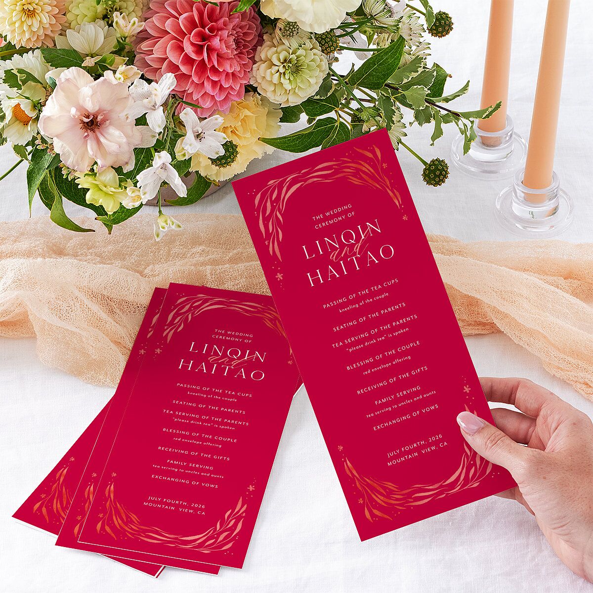 Romantic Phoenix Wedding Programs Crimson Signature