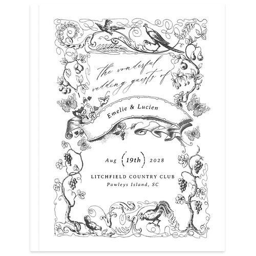Vintage Toile Wedding Guest Book Midnight