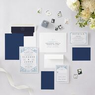 Iconic City Wedding Invitations Moody Blue Signature Blank No