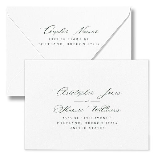 Floral Accent Wedding Invitation Euro Envelopes White Luxe Pink Cotton Return Address Signature
