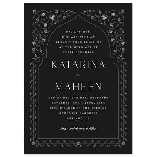 Ornate Threshold Wedding Invitations Charcoal Signature Blank No Standard