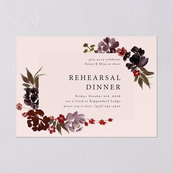 Autumn Romance Rehearsal Dinner Invitations Chocolate Signature Blank