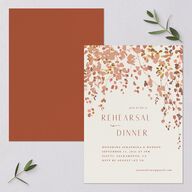 Cascading Florals Rehearsal Dinner Invitations Copper Signature Blank