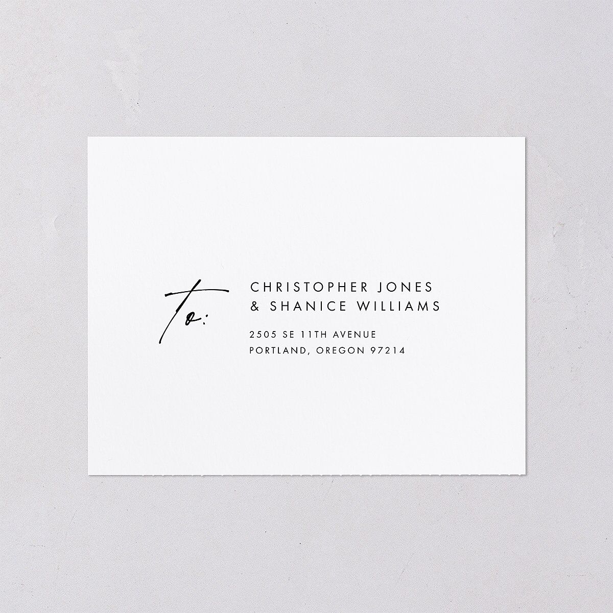 Simply Script All-in-One Wedding Invitations Pure White Signature Light Both Recipient and Return Addresses No