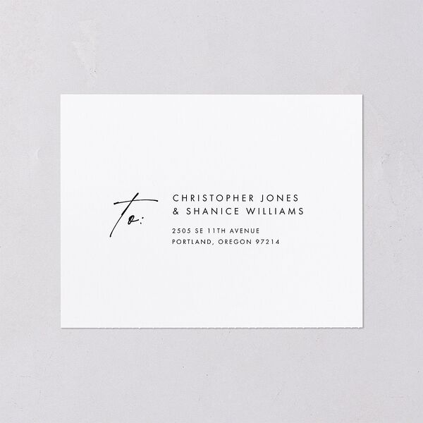 Simply Script All-in-One Wedding Invitations Pure White Signature Light Both Recipient and Return Addresses No