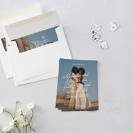 Retro Typography Photo Save the Date Petite Cards Sapphire Signature smooth Blank No Standard