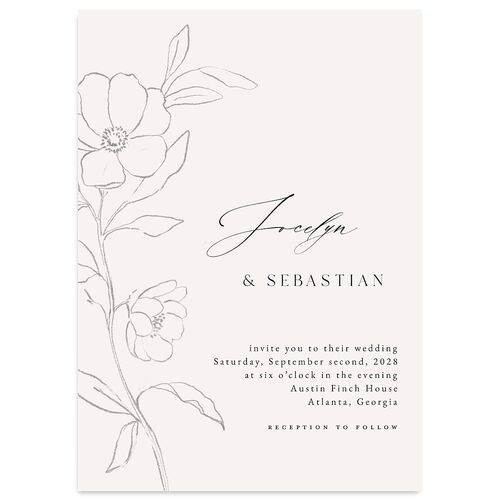 Floral Sketch Wedding Invitations Blossom Signature Blank No Standard