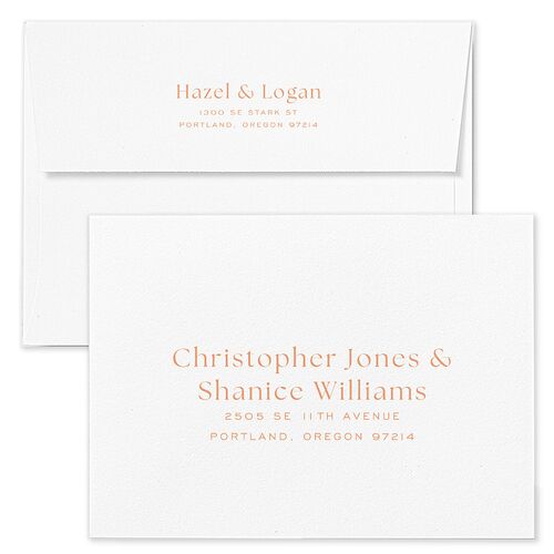Desert Cactus Save The Date Card Envelopes White Peach Fuzz Both Recipient and Return Addresses Signature Standard