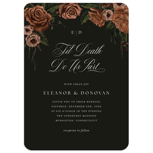 Dark Gothic Roses Wedding Invitations Dark Green Signature Blank No Rounded
