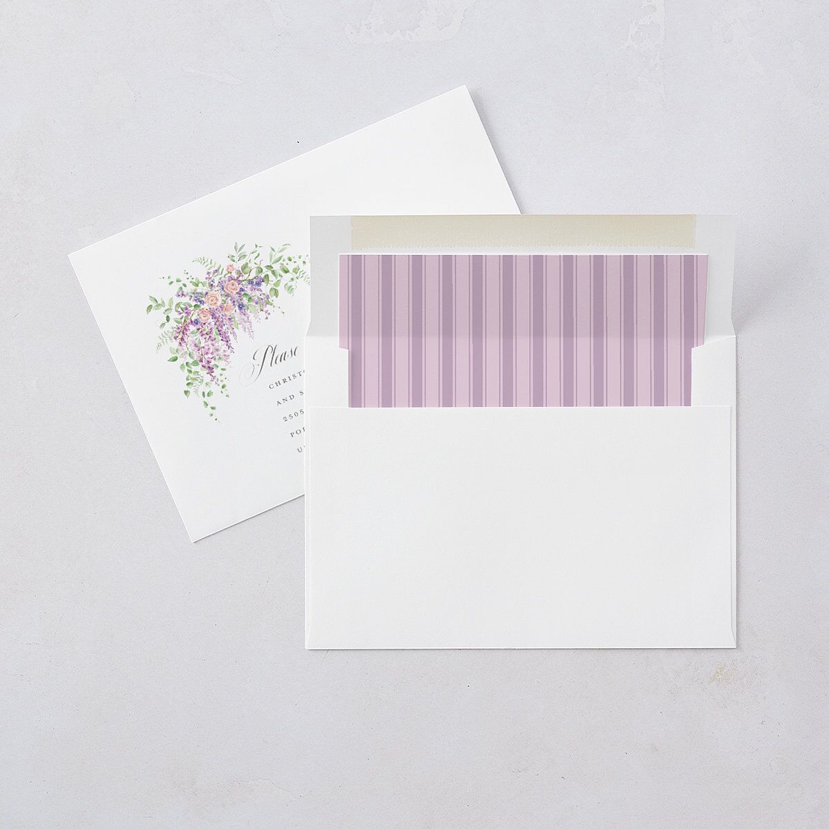 Formal Wisteria Garden Crest Wedding Invitations by Bridgerton Purple Haze Signature Blank No Standard