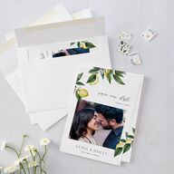 Botanical Lemon Save The Date Cards Buttercup Signature smooth Blank No Standard
