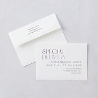 Real Talk Rehearsal Dinner Invitation Envelopes White Sheer Lilac Both Recipient and Return Addresses Signature Standard