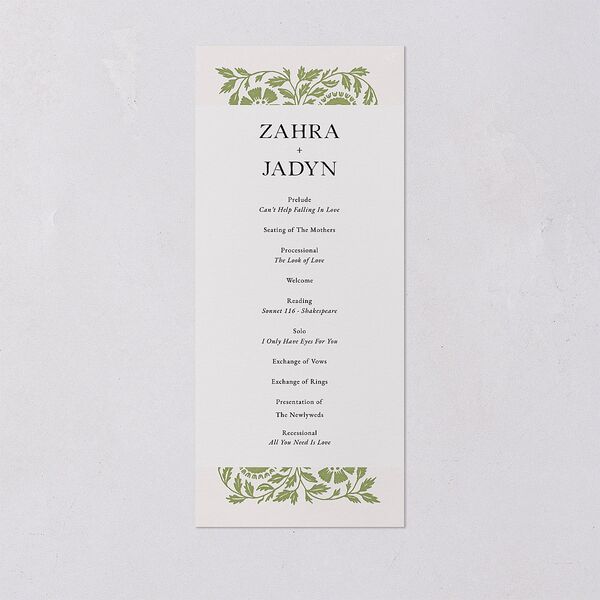 Block Print Wedding Programs Meadow Signature