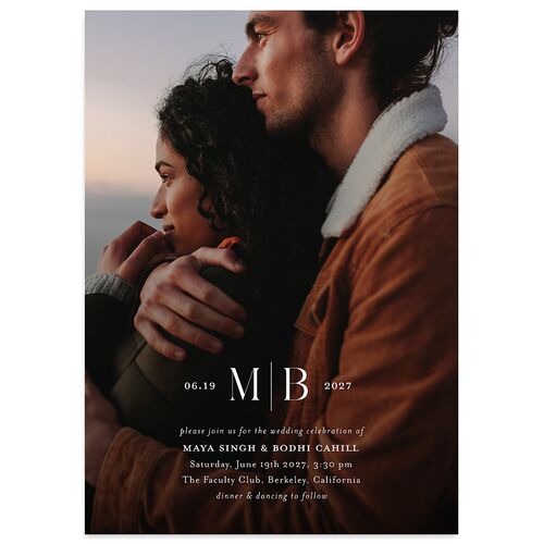 Monogram Portrait Wedding Invitations Umber Signature Blank No Standard