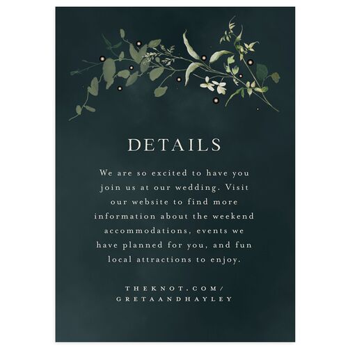 Twilight Greenery Wedding Event Detail Cards Ink Blue Signature Standard