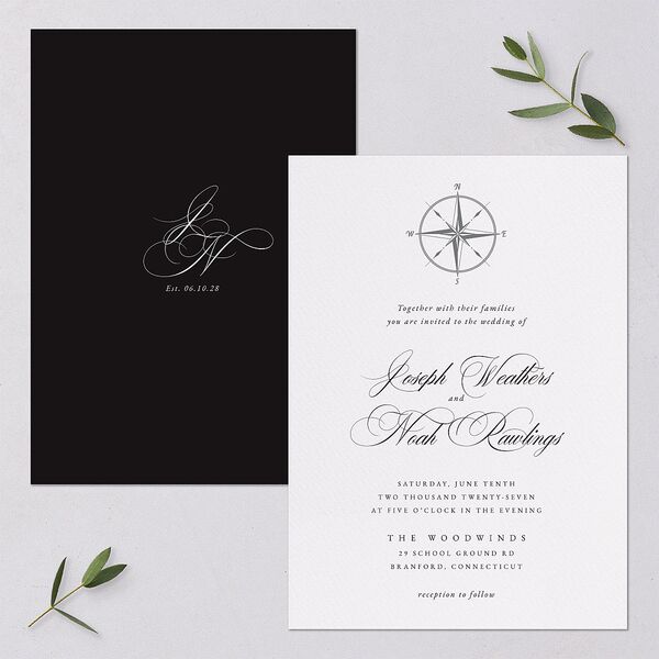 Formal Nautical Wedding Invitations Midnight Signature Blank No Standard