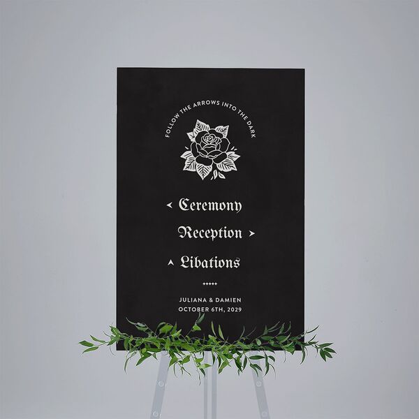 Moody Gothic Rose Standard Direction Sign Large Midnight Standard Indoor Foam Core L Direction