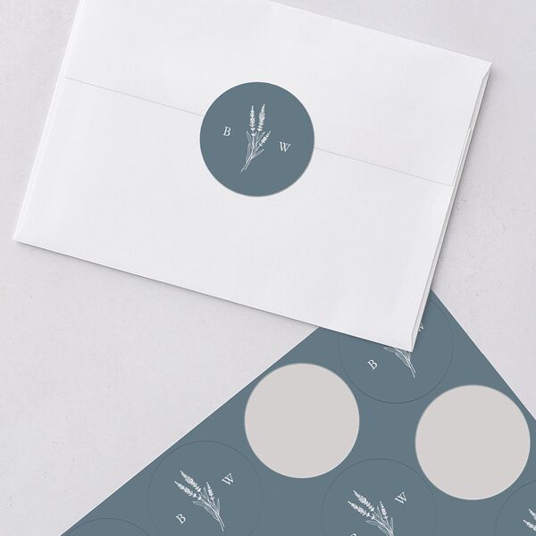 Vintage Lavender Wedding Stickers Regency Blue Circle