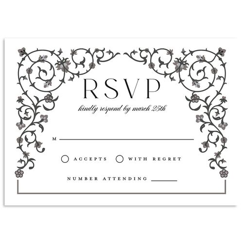 Ornate Threshold Wedding Response Cards Charcoal Signature Standard