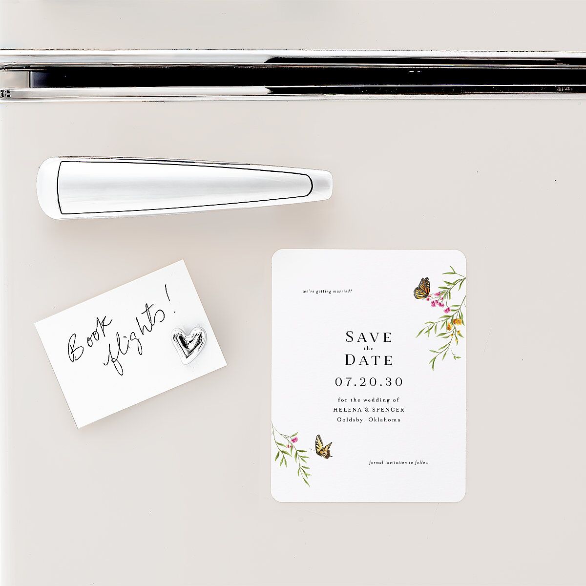 Rustic Butterfly Garden Save The Date Magnets Pure White Magnet Paper